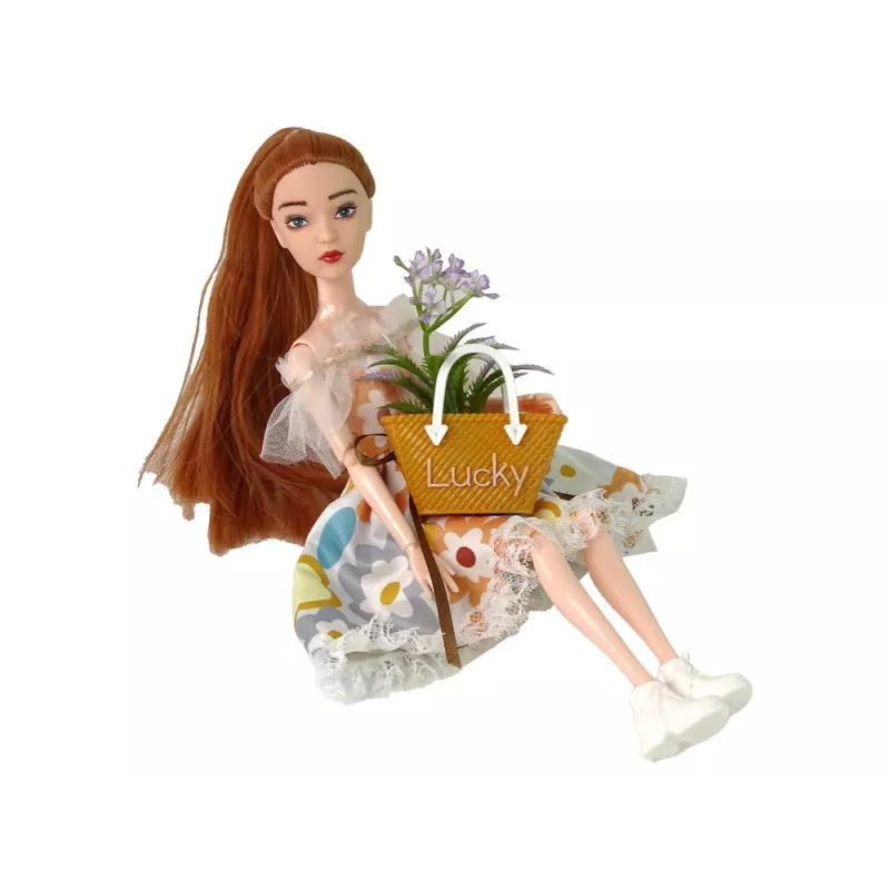 LEAN TOYS Muñeca bebé Emily Autumn pelo rojo y flores
