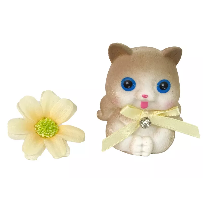 LEAN TOYS Muñeca bebé Emily con gatito de flores y pelo largo