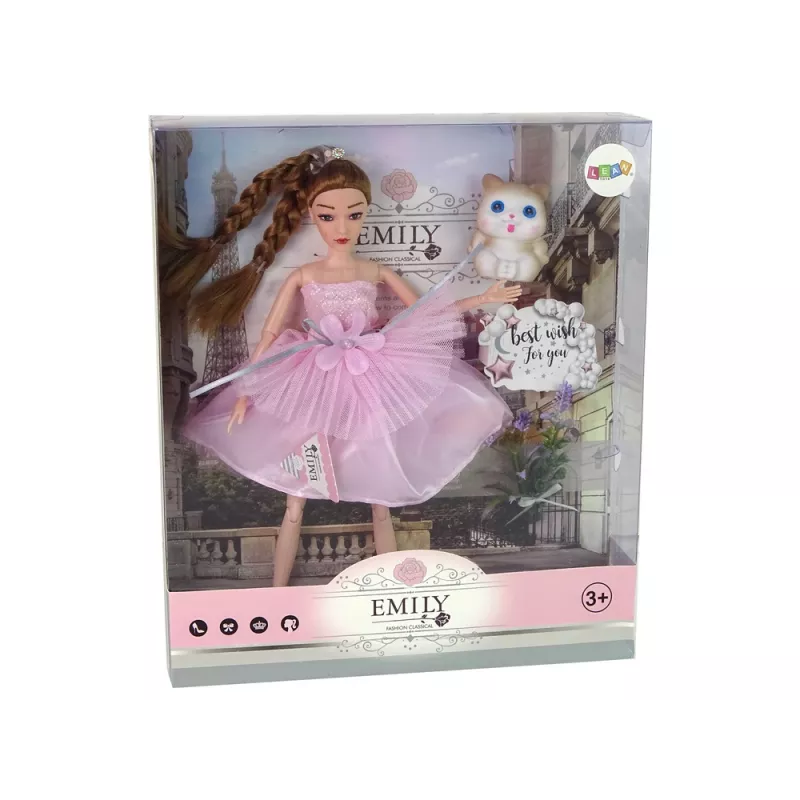 LEAN TOYS Muñeca bebé Emily con coletas, gato y flores