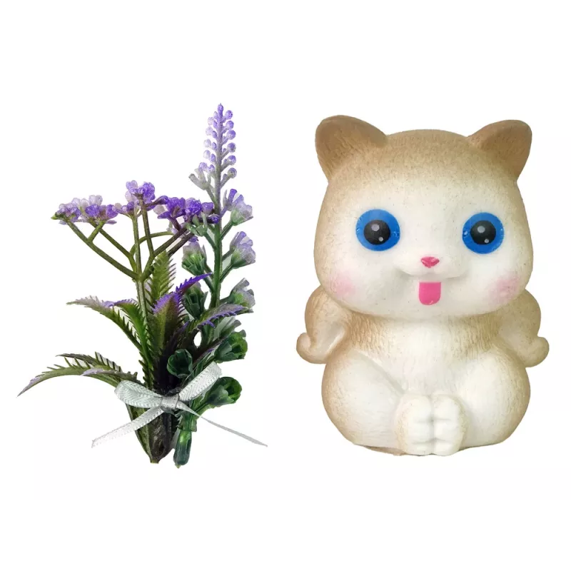 LEAN TOYS Muñeca bebé Emily con coletas, gato y flores