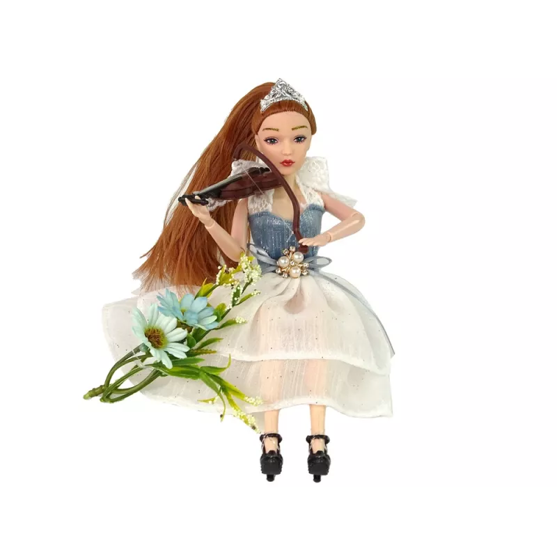 LEAN TOYS Muñeca bebé Emily con violín y flores