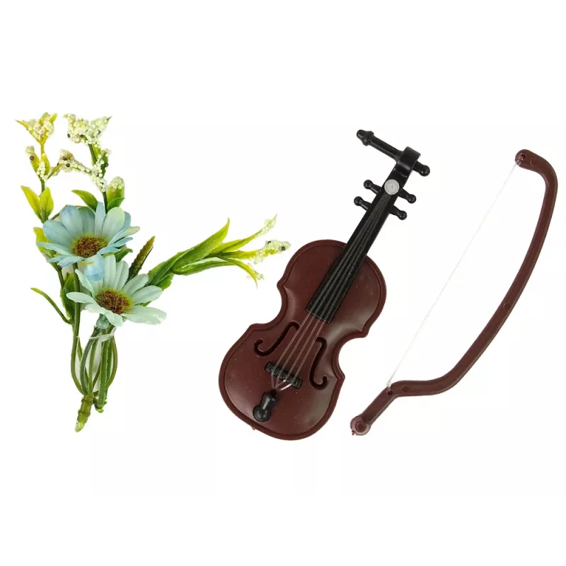 LEAN TOYS Muñeca bebé Emily con violín y flores