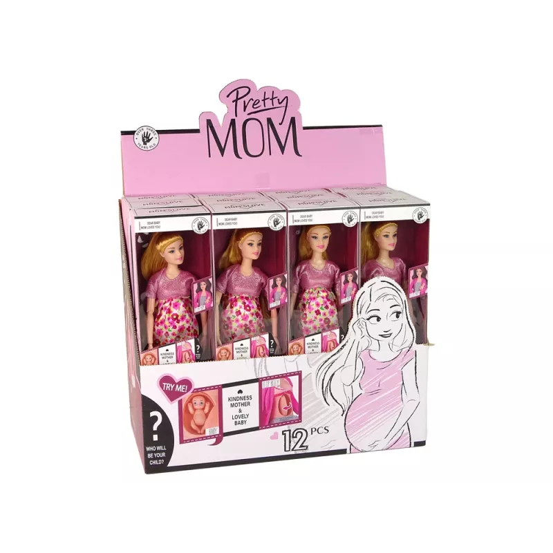 LEAN TOYS Muñeca Bebé Embarazada Vestido Rosa Flores