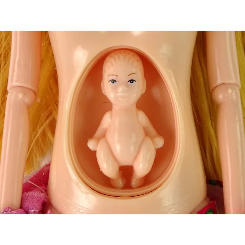 LEAN TOYS Muñeca Bebé Embarazada Vestido Rosa Flores