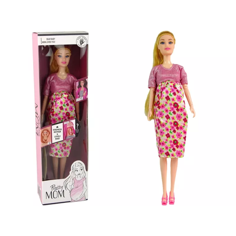 LEAN TOYS Muñeca Bebé Embarazada Vestido Rosa Flores