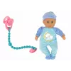 LEAN TOYS Muñeca bebé con sonido chupete babero azul pijama de gato