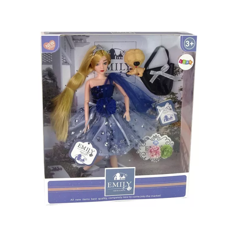 LEAN TOYS Muñeca bebé Emily con bolso de perro y flores