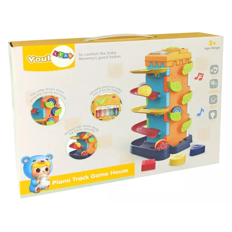 LEAN TOYS Clasificador de bloques educativo con tobogán de bolas y piano