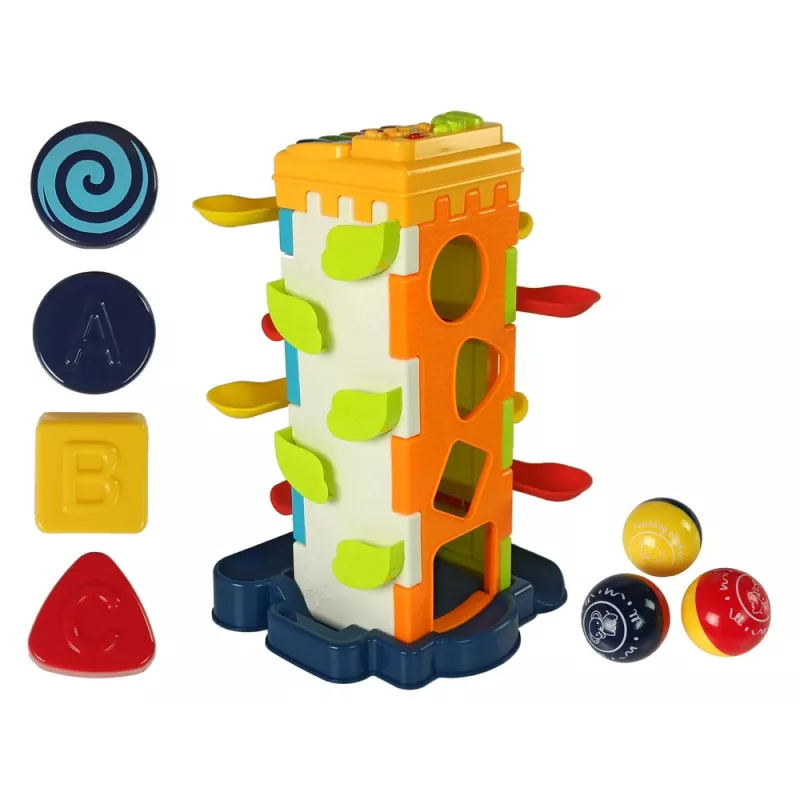 LEAN TOYS Clasificador de bloques educativo con tobogán de bolas y piano