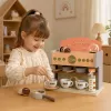 LEAN TOYS Set de barista cafetera accesorios de madera rosa