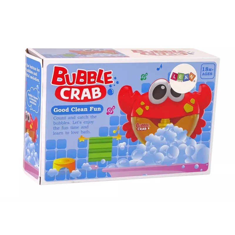 LEAN TOYS Juguete de baño máquina de pompas de jabón cangrejo rojo