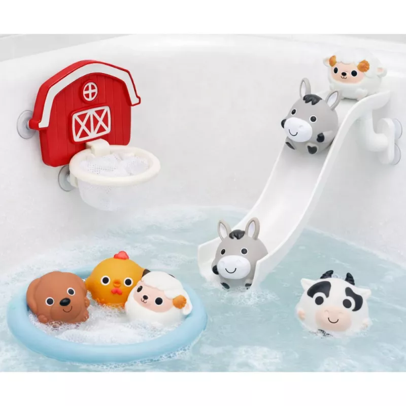 LEAN TOYS Juguetes de baño Pets Farm Slide Cesta colador 10 pcs