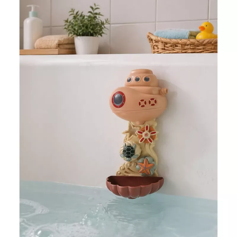 LEAN TOYS Set de juguetes de baño: barco, animales marinos, cascada, ventosas