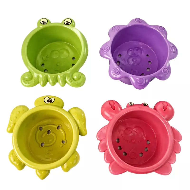 LEAN TOYS Set de juguetes de baño: barco, animales marinos, cascada, ventosas