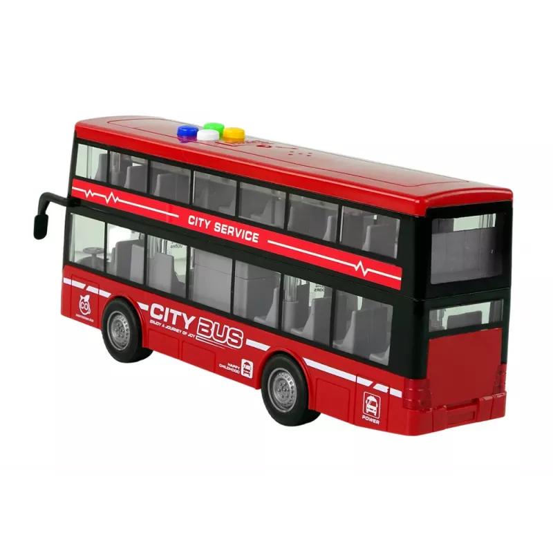 LEAN TOYS Autobús de dos pisos a pilas con luz y sonido, fricción, Rojo