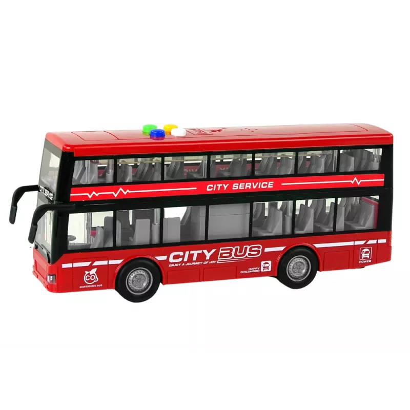 LEAN TOYS Autobús de dos pisos a pilas con luz y sonido, fricción, Rojo