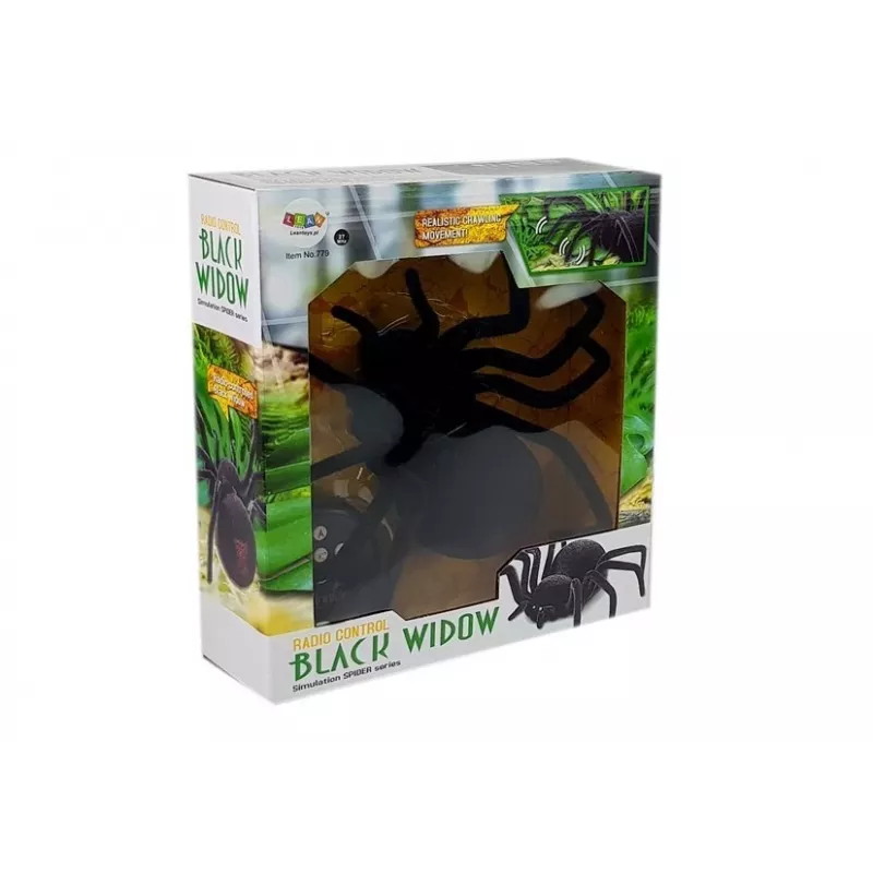 LEAN TOYS Gran araña peluda Black Widow con control remoto