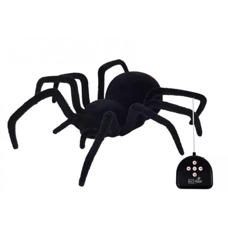 LEAN TOYS Gran araña peluda Black Widow con control remoto
