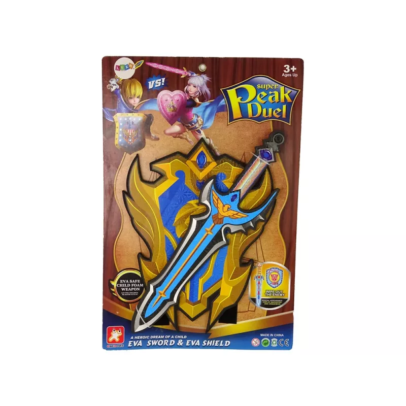 LEAN TOYS Set de espada y escudo Blue Warrior de espuma EVA