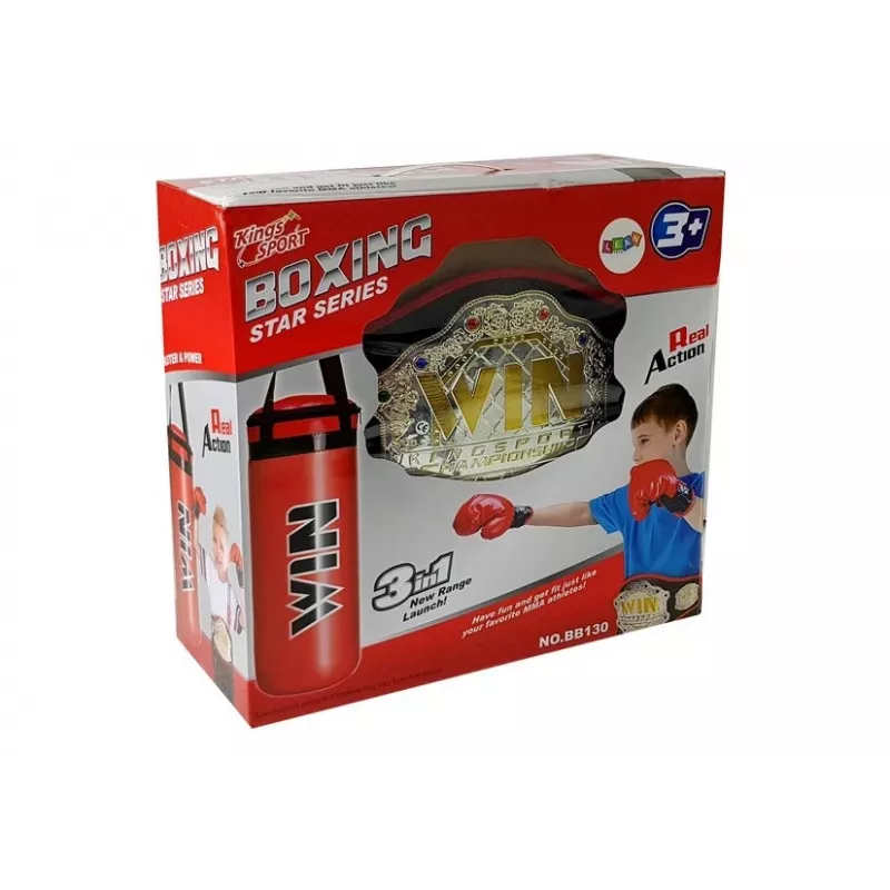 LEAN TOYS Set de boxeo, saco de boxeo, guantes, cinturón