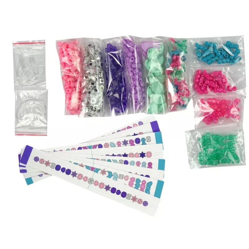 LEAN TOYS Set de creación de pulseras con cuentas de colores y caja de almacenamiento