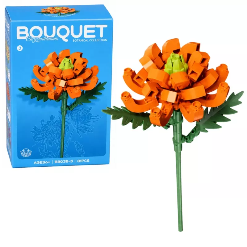 LEAN TOYS Bloques de construcción Flor individual con tallo Mix colorido 71-106 piezas