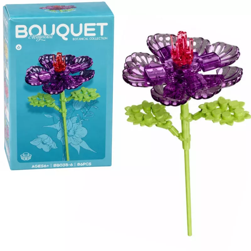 LEAN TOYS Bloques de construcción Flor individual con tallo Mix colorido 71-106 piezas