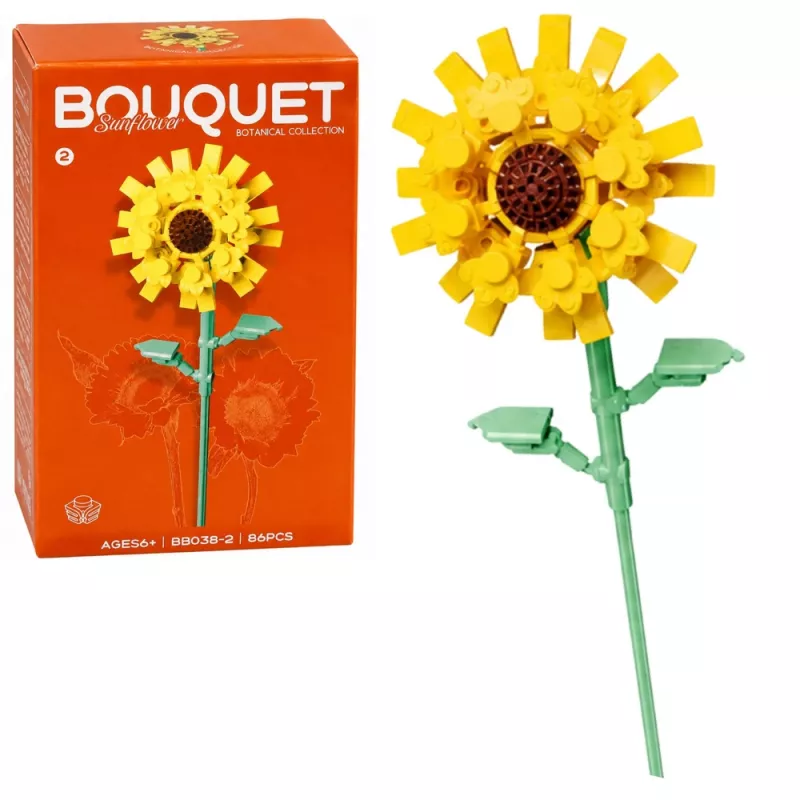 LEAN TOYS Bloques de construcción Flor individual con tallo Mix colorido 71-106 piezas