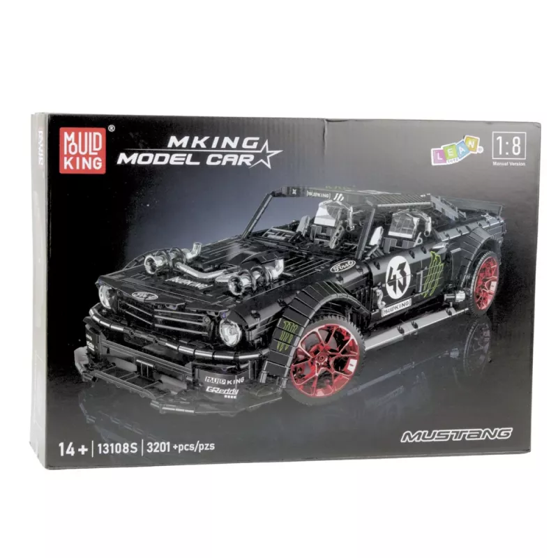 LEAN TOYS Bloques de construcción coche deportivo Mustang Hoonicorn V2 Set - 3201 piezas, escala 1:8, plástico ABS