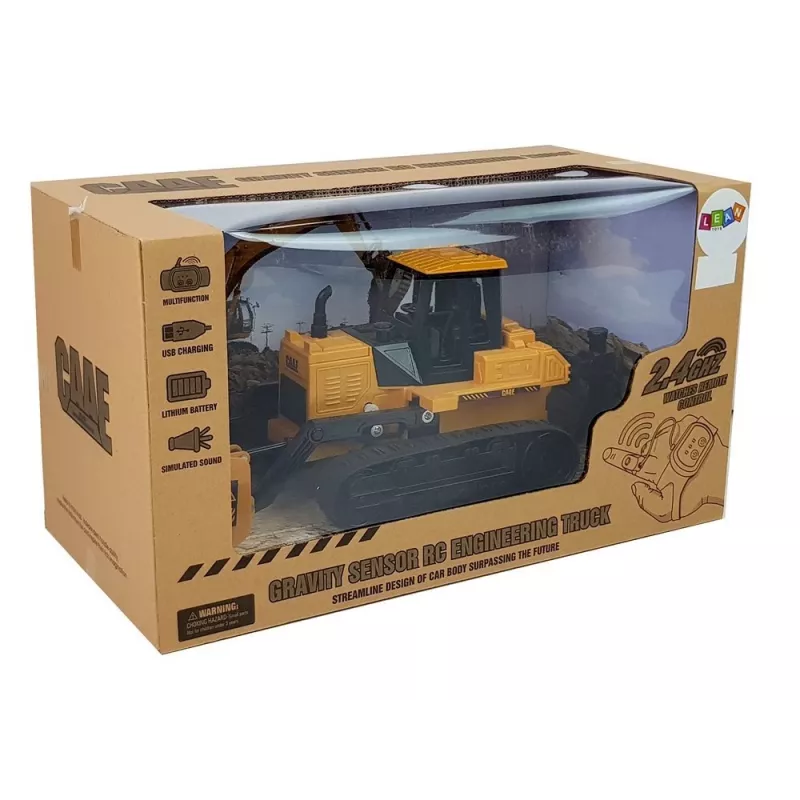 LEAN TOYS Bulldozer con orugas, control remoto por gestos, 2.4G, 1:28
