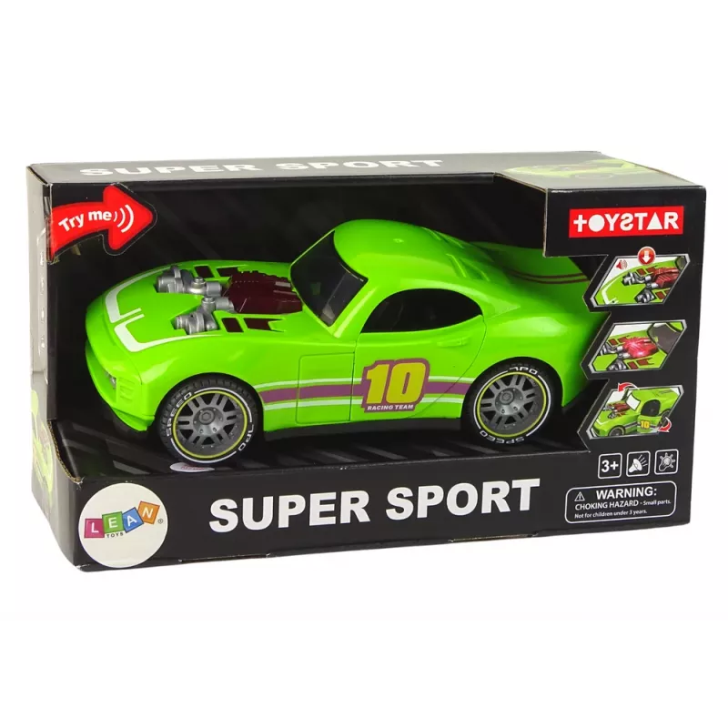 LEAN TOYS Coche 1:14 verde deportivo sonido luz vehículo