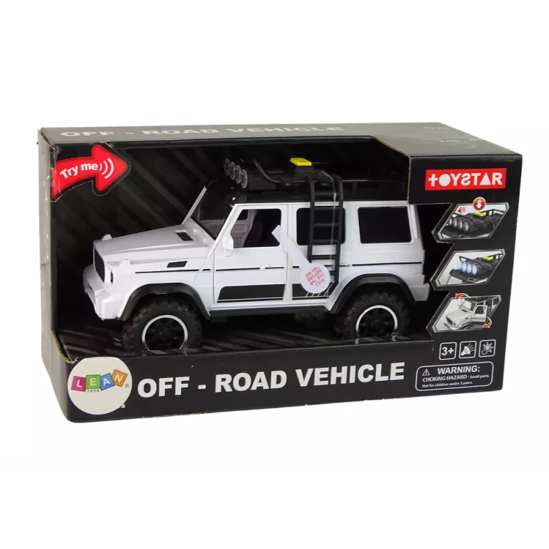 LEAN TOYS Coche todoterreno blanco sonido luces vehículo 1:14