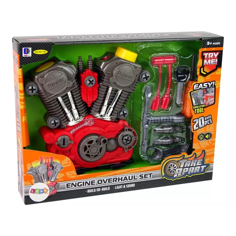 LEAN TOYS Motor de coche para el pequeño mecánico montaje DIY con luz y sonido