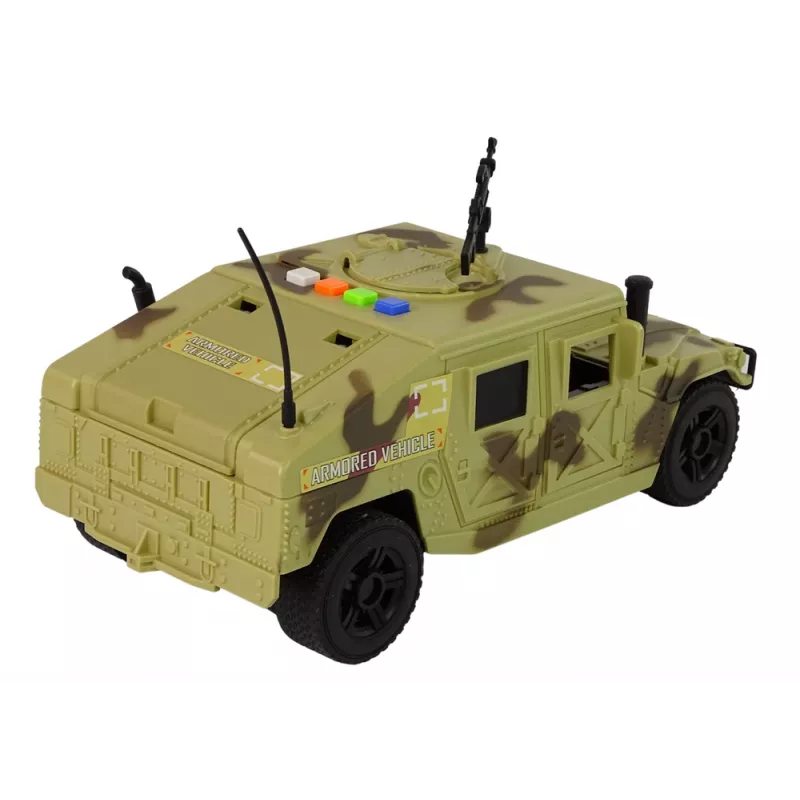 LEAN TOYS Coche militar vehículo de fricción camuflaje arena luz y sonidos