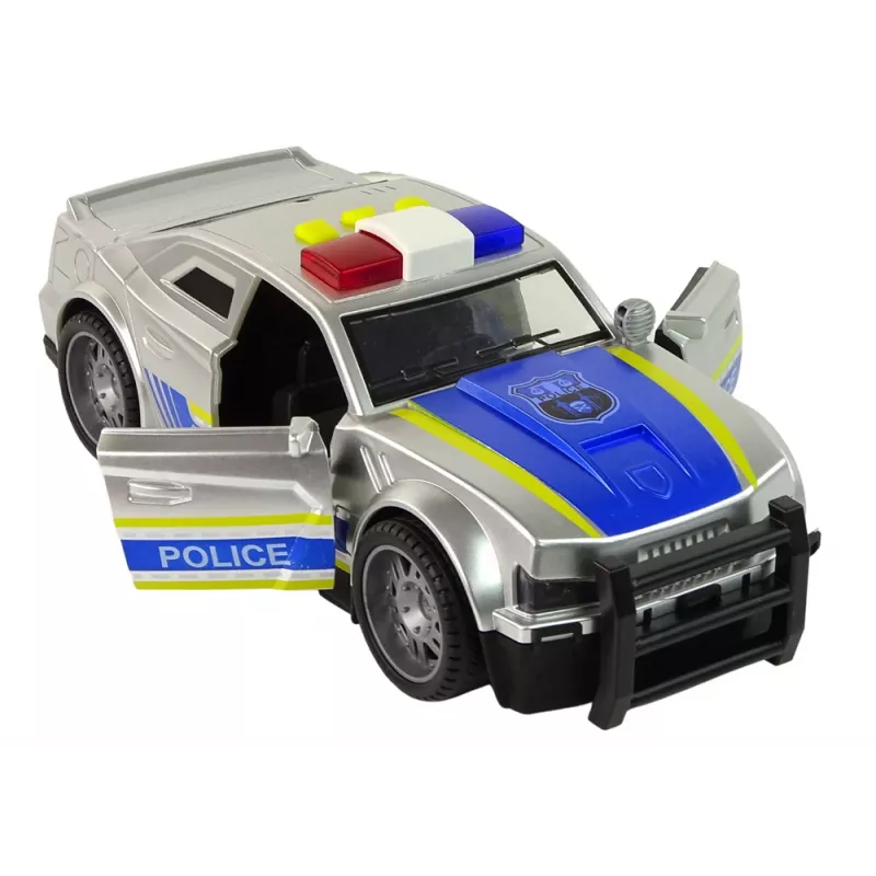 LEAN TOYS Coche Police 1:14 luces sonidos plateado