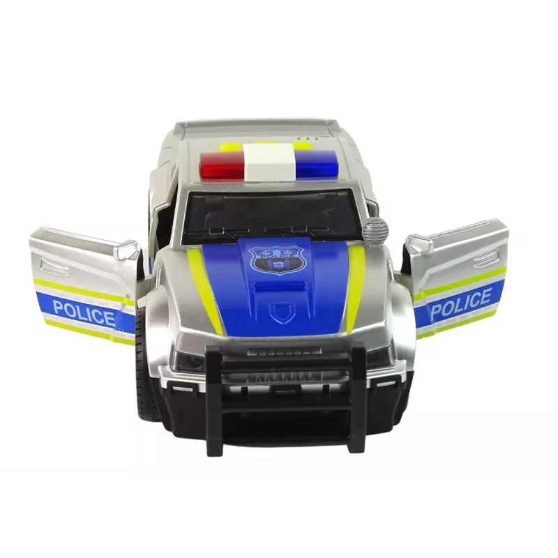 LEAN TOYS Coche Police 1:14 luces sonidos plateado