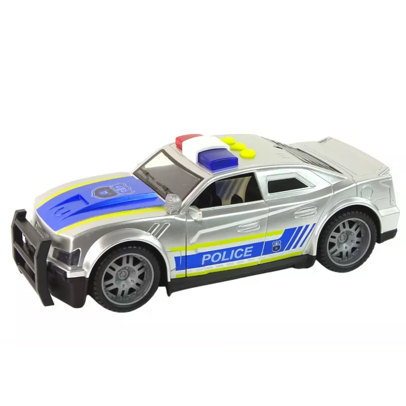 LEAN TOYS Coche Police 1:14 luces sonidos plateado
