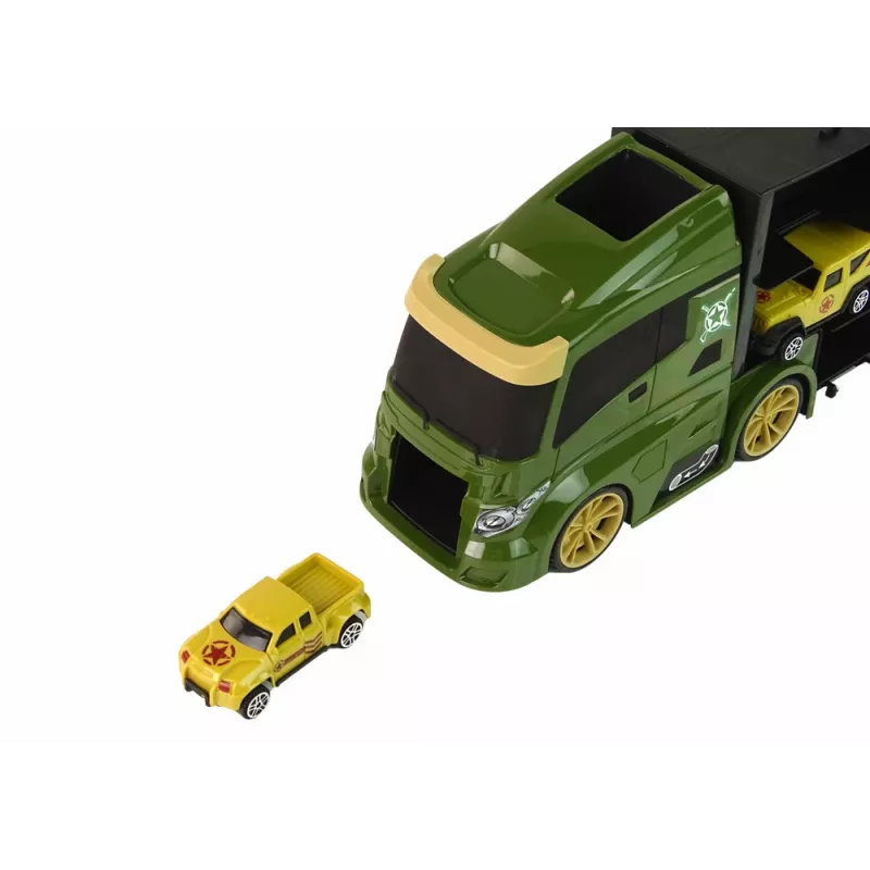 LEAN TOYS Grúa con Motor de Resorte y Maletín para Coches Verdes