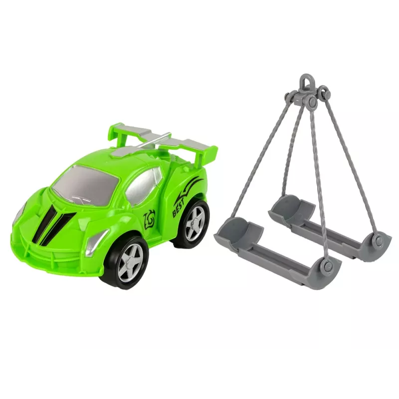 LEAN TOYS Camión grúa de asistencia en carretera transportador de coches 1:16 Verde con sonido y luces