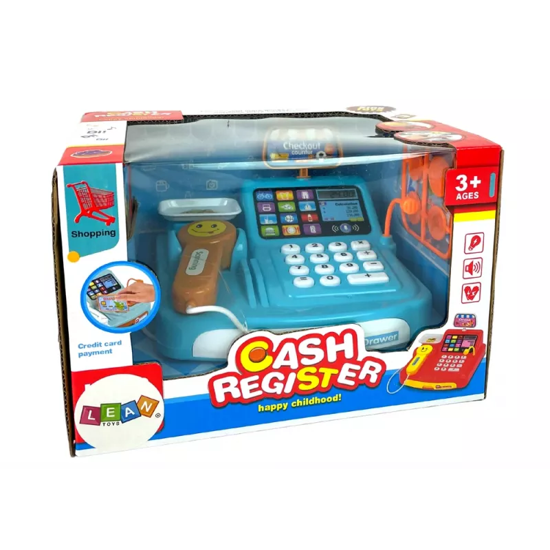 LEAN TOYS Caja registradora con balanza para paquetes de galletas, pila y escáner