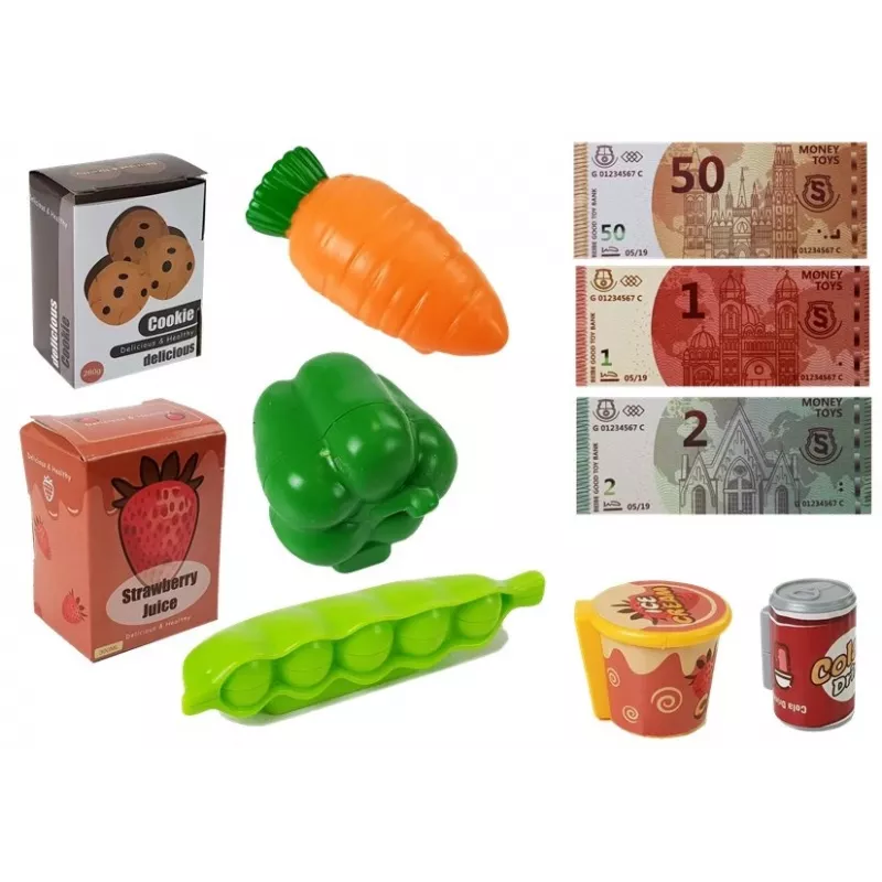 LEAN TOYS Juguete de caja registradora set de tienda con terminal de sonido con micrófono – Set interactivo de juego de rol para niños a partir de 3 años