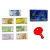 LEAN TOYS Caja registradora con carrito de compra, cestas y accesorios | Set de juego de rol de 35 piezas con calculadora funcional, escáner luminoso, micrófono, carrito de compra y cesta | Para niños a partir de 3 años