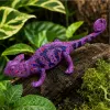 LEAN TOYS Figura de goma de camaleón extensible realista reptil lila 14 cm