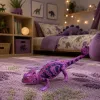 LEAN TOYS Figura de goma de camaleón extensible realista reptil lila 14 cm