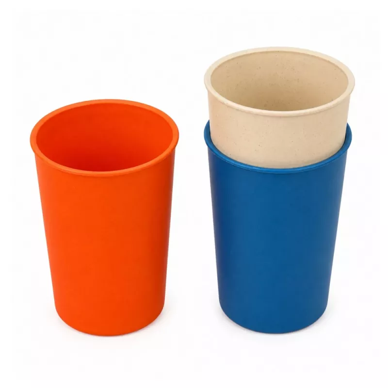 LEAN TOYS Vajilla infantil de fibra de bambú, azul y naranja, 15 piezas