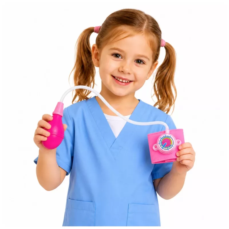 LEAN TOYS Tensiómetro infantil con aguja móvil rosa