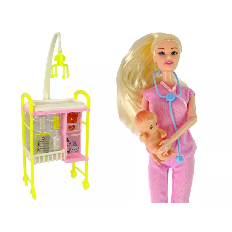 LEAN TOYS Médico de Muñecas Infantil Pelo Largo Accesorios