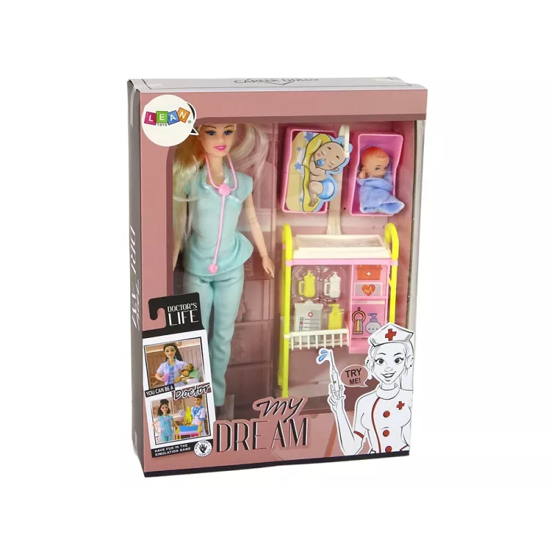 LEAN TOYS Médico de Muñecas Infantil Pelo Largo Accesorios