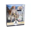 LEAN TOYS Muñeca para niños Emily con guitarra, gafas, largo pelo rubio y gatito