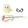 LEAN TOYS Muñeca para niños Emily con guitarra, gafas, largo pelo rubio y gatito